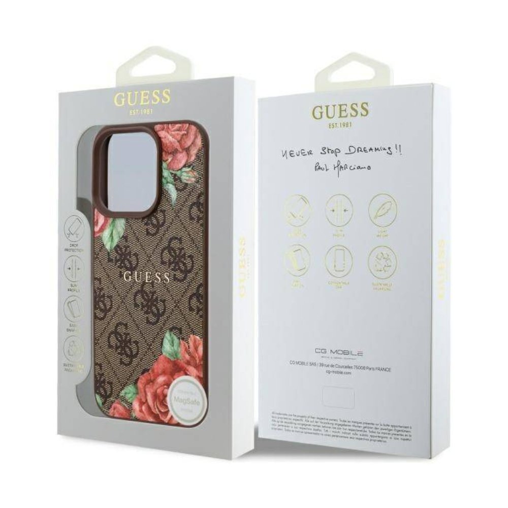 GUESS Hc MagSafe Pu 4g Flowers Print Brown iPhone 16 Pro Max — foto 3