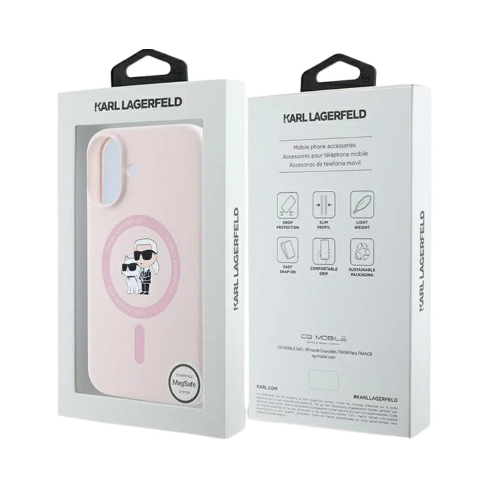 Estuche Karl Lagerfeld Hc MagSafe Silicone Kc Heads Ring Pink iPhone 16 — foto 3