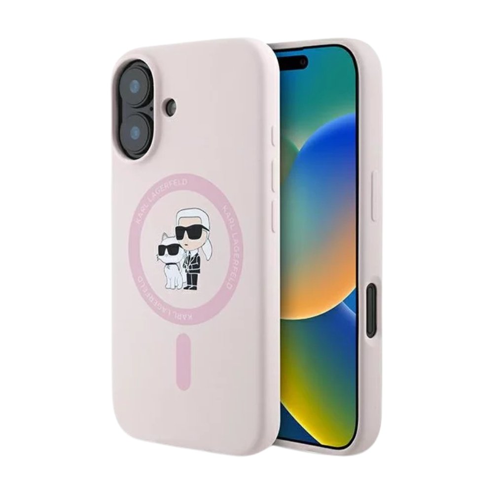Estuche Karl Lagerfeld Hc MagSafe Silicone Kc Heads Ring Pink iPhone 16