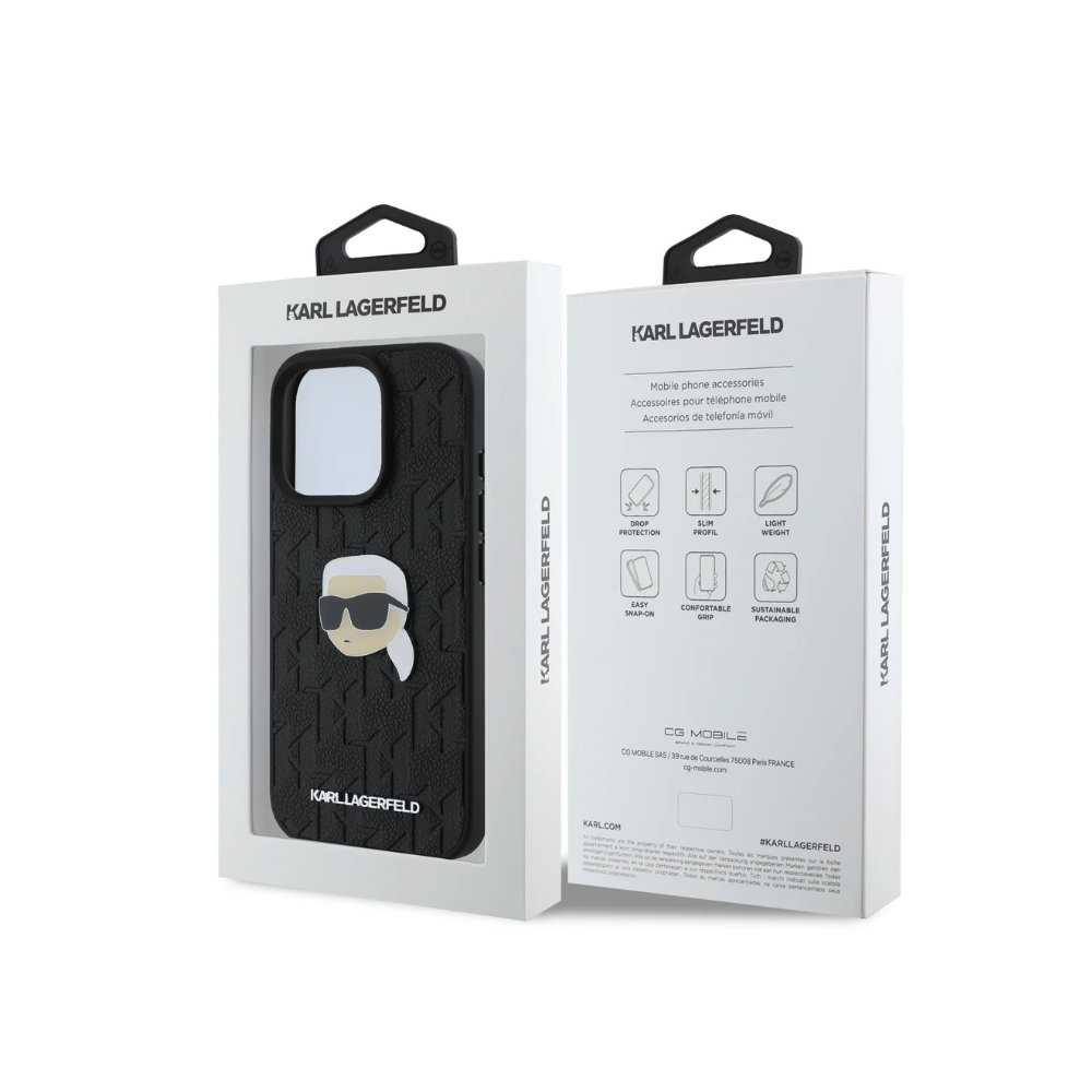 Estuche Karl Lagerfeld Hc Pu Monogram K. Head Pin Black iPhone 16 Pro Max — foto 4