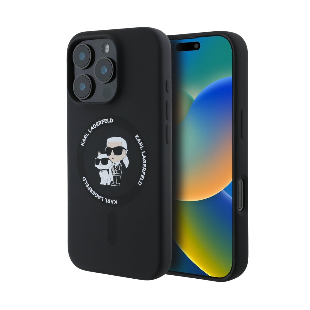 Estuche Karl Lagerfeldhc MagSafe Silicone Kc Heads Ring Black iPhone 16 Pro Max