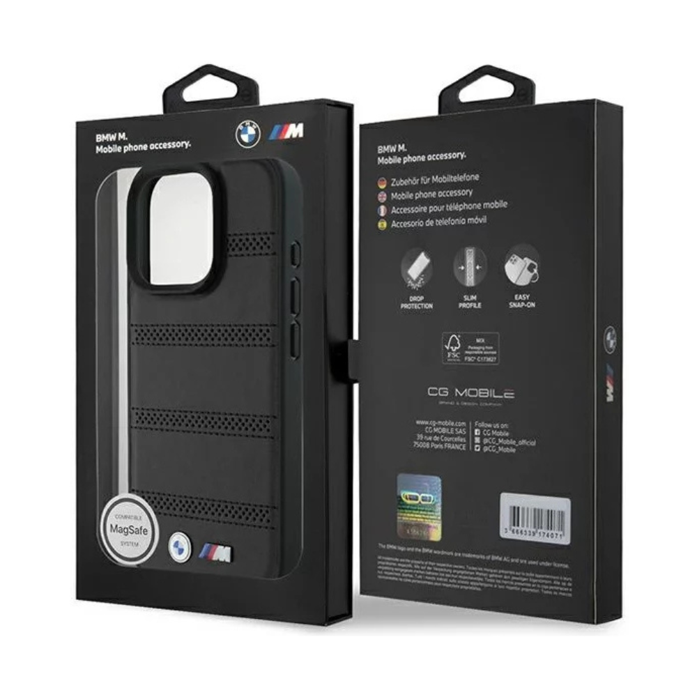 BMW Hc M MagSafe Pu Perforated And Stitched Lines Black iPhone 16 Pro — foto 4
