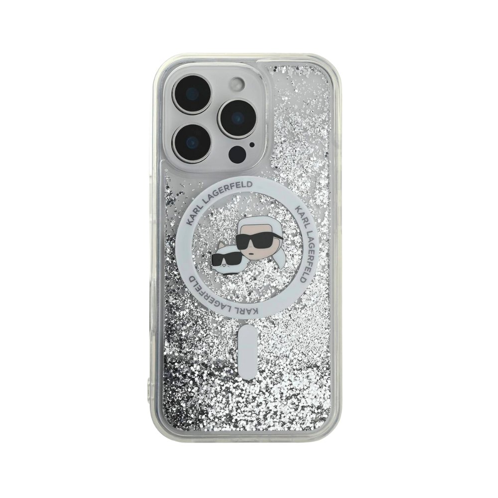 Estuche Karl Lagerfeld Hc MagSafe Liq. Glitter Kc Heads Transparent iPhone 16 — foto 2