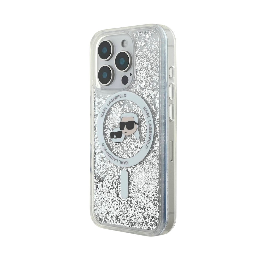 Estuche Karl Lagerfeld Hc MagSafe Liq. Glitter Kc Heads Transparent iPhone 16