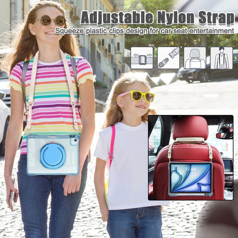 Estuche Transparent B Series Modelo iPad Air 11 2024 Color Celeste con Strap — foto 4