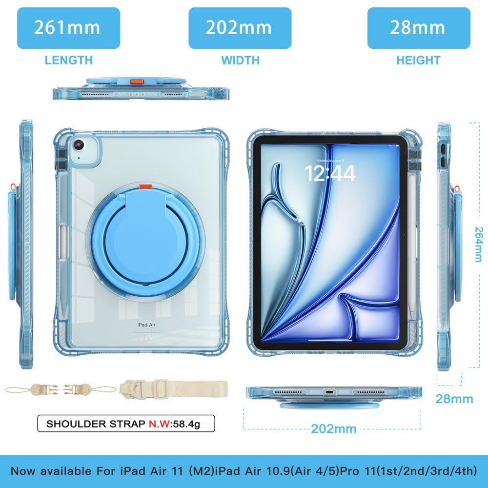 Estuche Transparent B Series Modelo iPad Air 11 2024 Color Celeste con Strap — foto 6