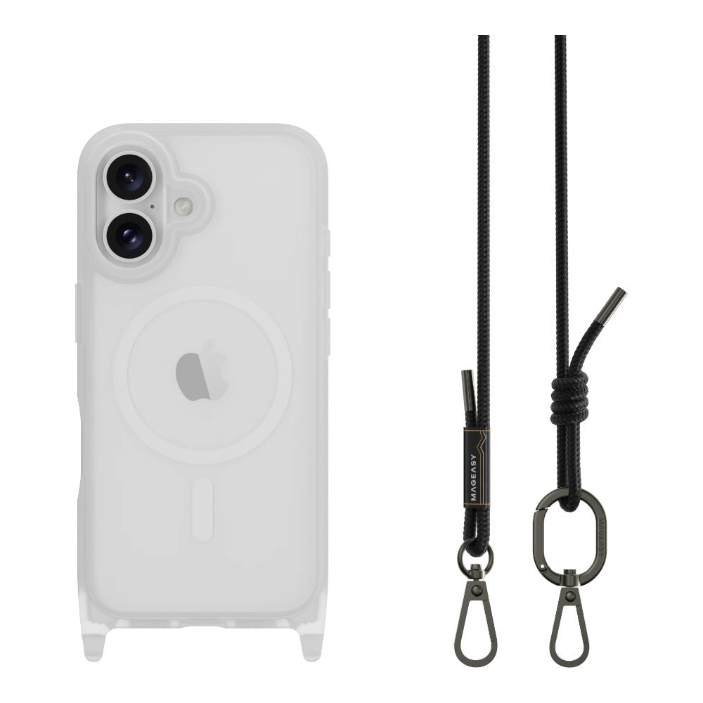 Estuche MagEasy Skin iPhone 16 Roam M Shockproof Protective Case With Lanyard For 2024 iPhone 2 Lenses Color Transparente/negro — foto 2
