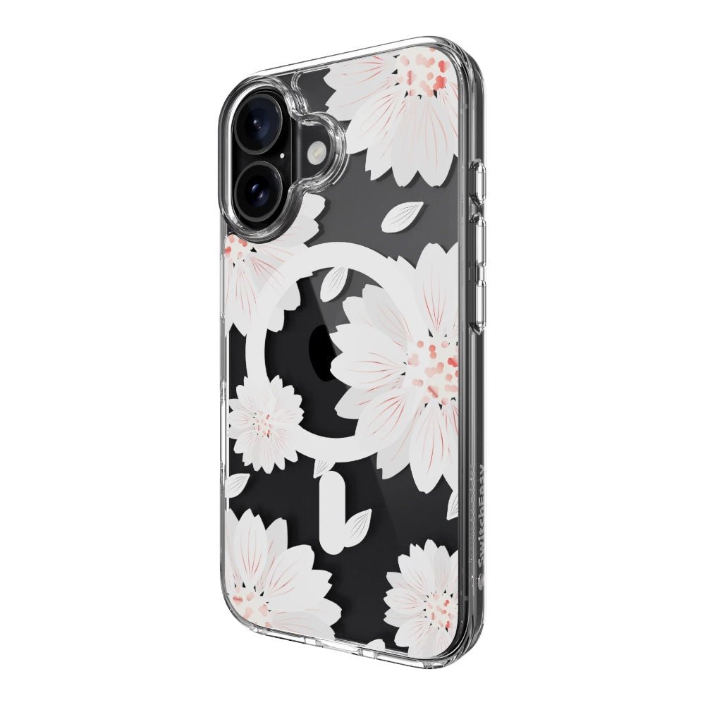 Estuche SwitchEasy Skin iPhone 16 Style M Pattern Shockproof Case For 2024 iPhone 2 Lenses White Flower Color Multicolor — foto 2