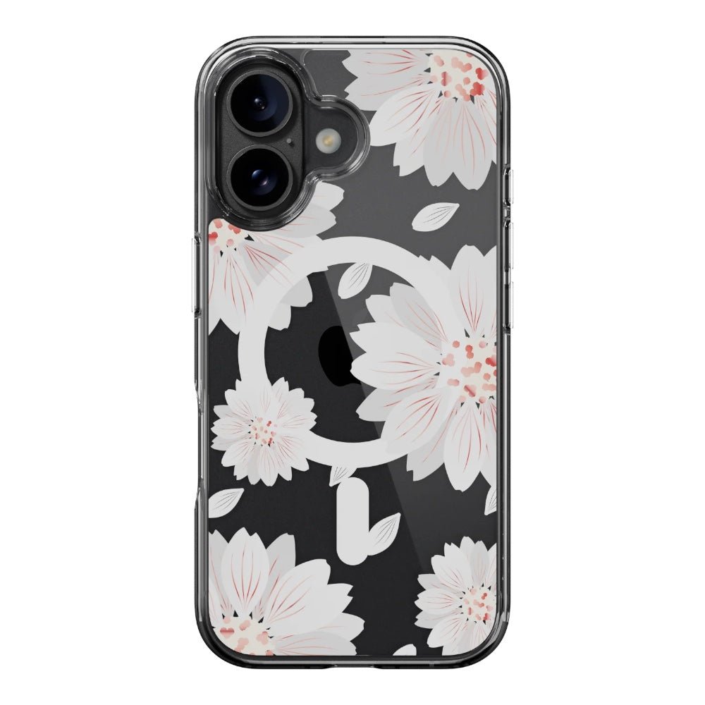 Estuche SwitchEasy Skin iPhone 16 Style M Pattern Shockproof Case For 2024 iPhone 2 Lenses White Flower Color Multicolor