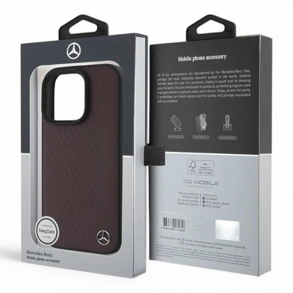 Mercedes-benz Mb Hc MagSafe Wood Imitation Leather Red iPhone 16 Pro Max