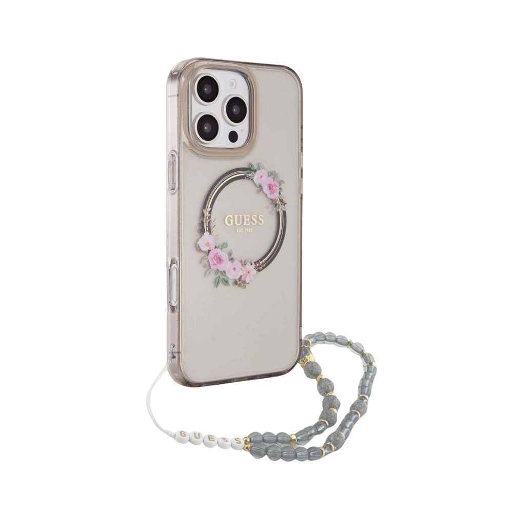 Estuche GUESS Hc MagSafe para iPhone 16 Pro con Charm Strap Rosa