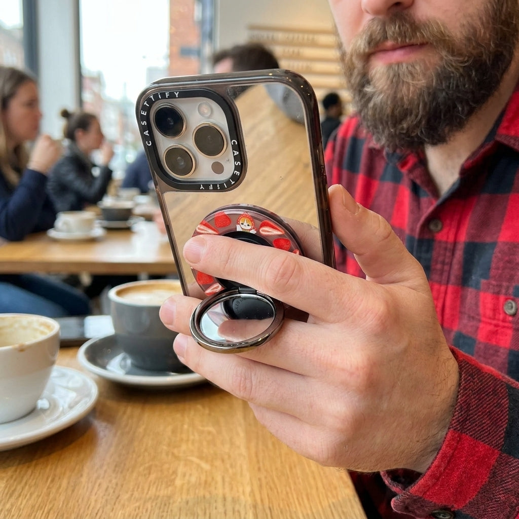 Accesorio CASETiFY Artist Snappy Mirror Ring Holder Negro — foto 7