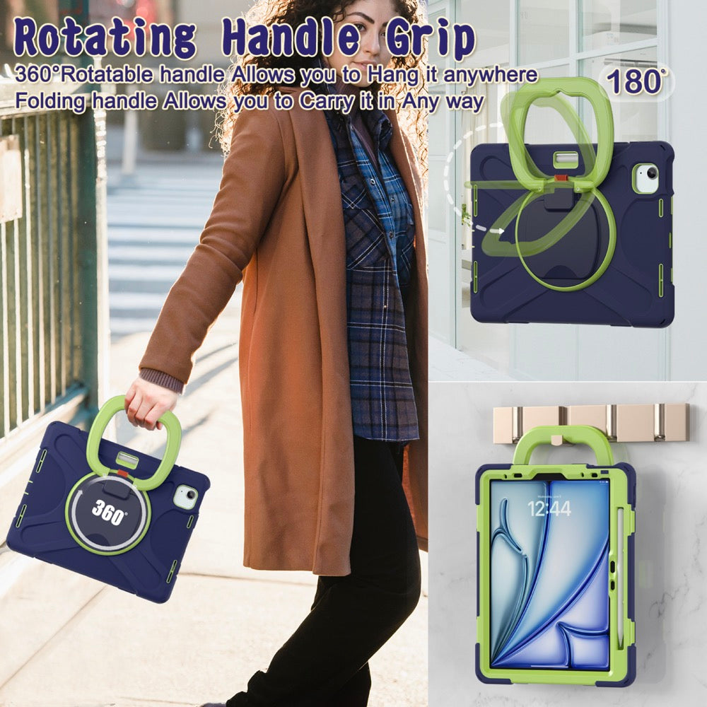 Estuche Pirate B Series Modelo iPad Air 11 2024 Color Azul Marino / Verde con Strap — foto 5
