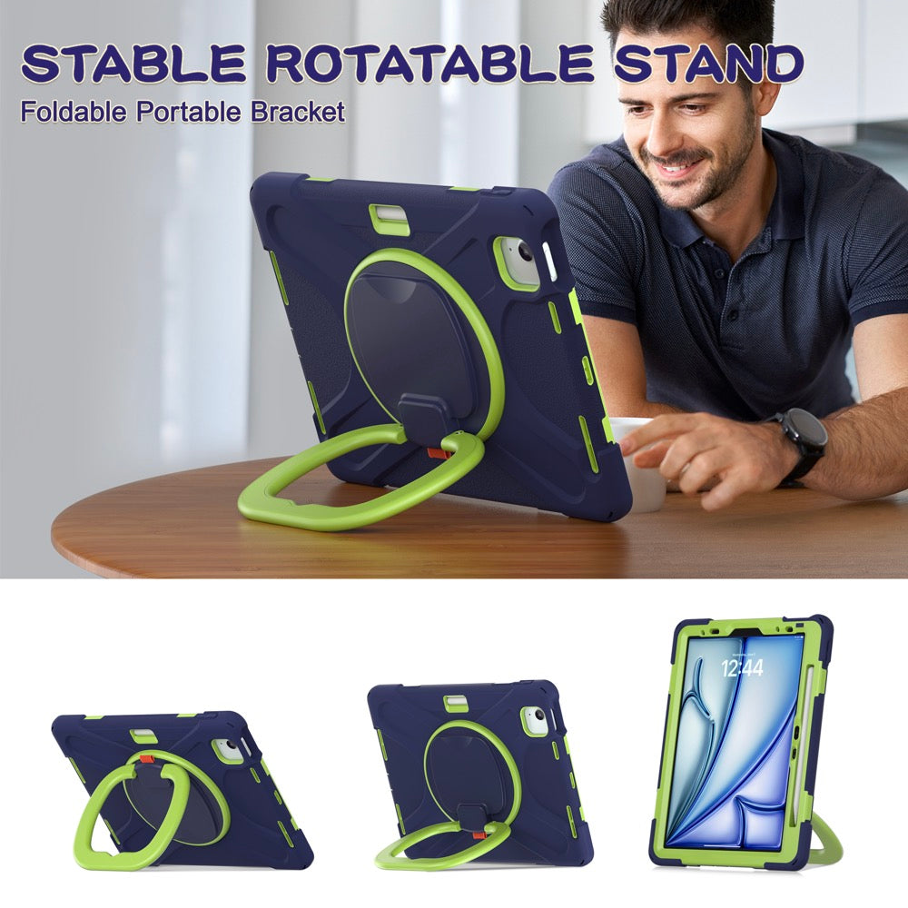 Estuche Pirate B Series Modelo iPad Air 11 2024 Color Azul Marino / Verde con Strap — foto 8