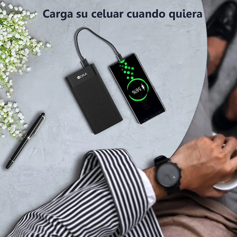 Batería 1hora Carga Rápida 2 Puertos USB 2 Type C 20000mah Negro Gar117 — foto 6