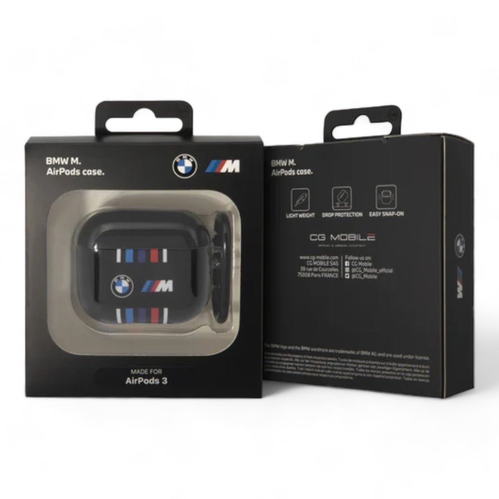 Estuche Bmw Silicon AirPods 3 TPU Multiple Colored Lines Black Color Negro — foto 3