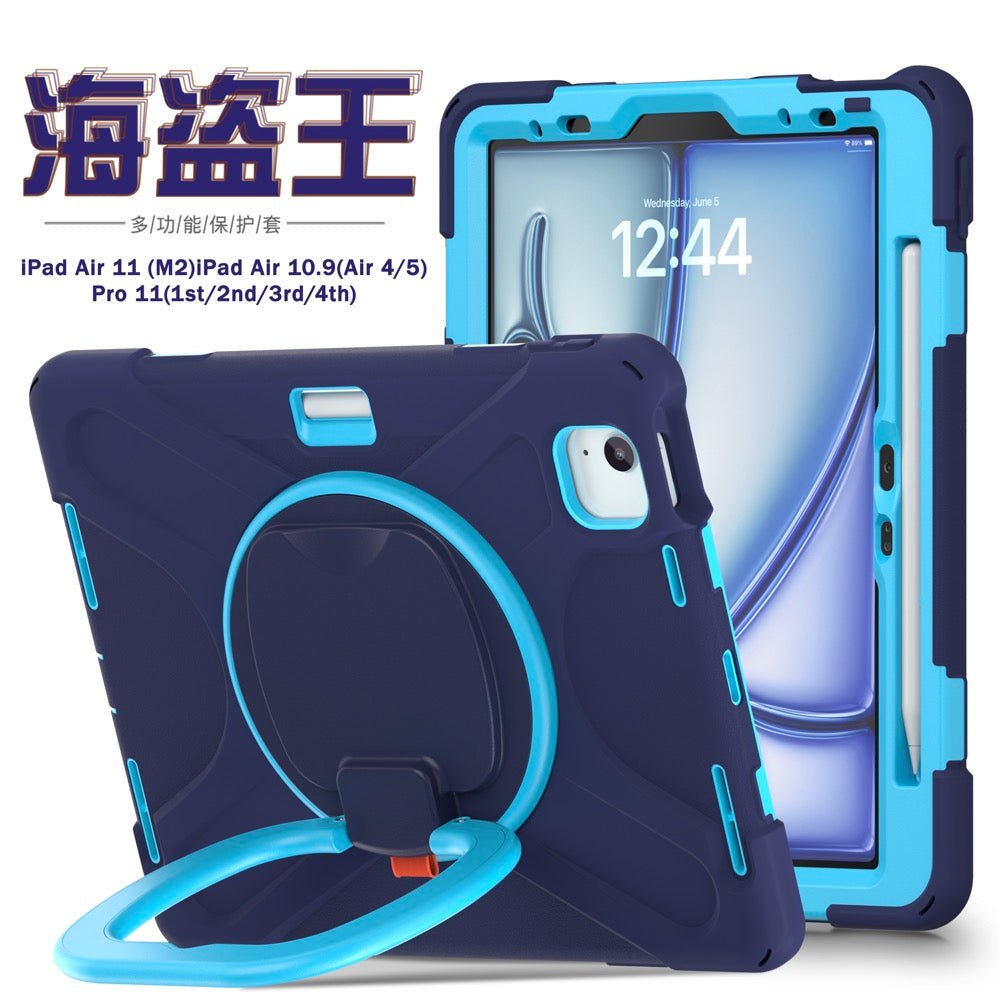 Estuche Pirate B Series Modelo iPad Air 11 2024 Color Azul Marino / Celeste con Strap — foto 2