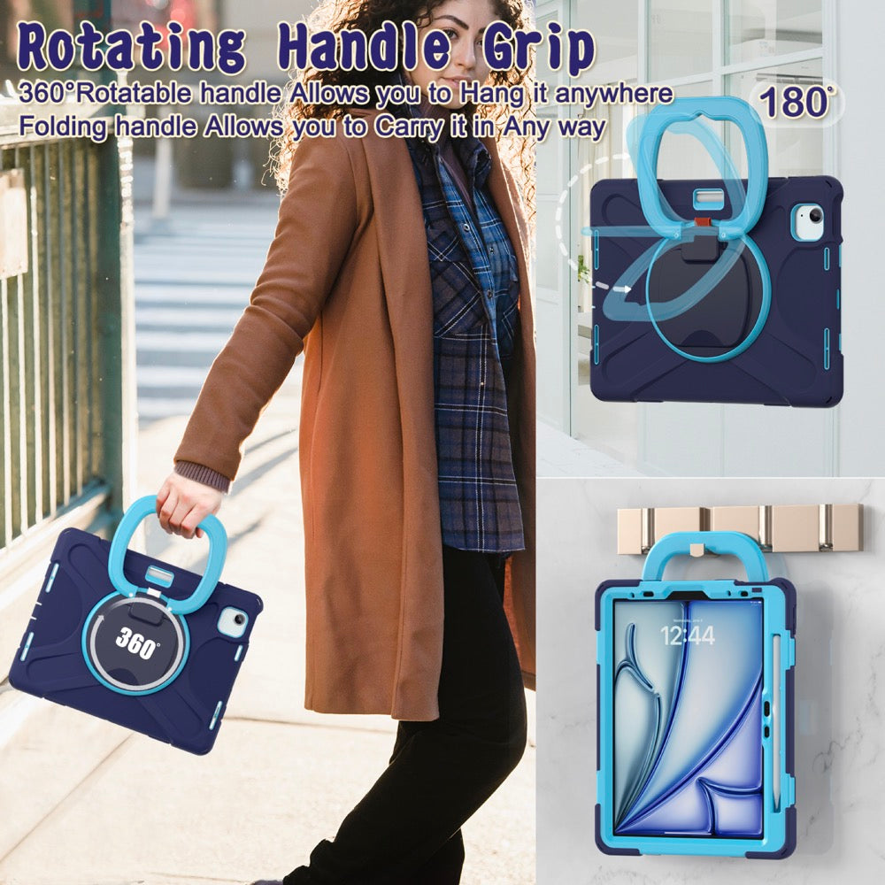 Estuche Pirate B Series Modelo iPad Air 11 2024 Color Azul Marino / Celeste con Strap — foto 5