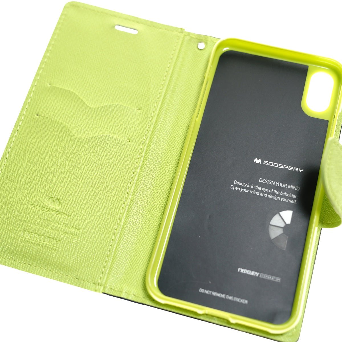 Estuche Carteras Goospery Fancy Diary Apple iPhone Xs Max Color Azul Marino / Verde — foto 3