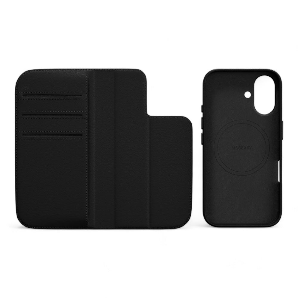 Estuche SwitchEasy Folio iPhone 16 Plus Card Folio M Leather Flip Phone Case With Stand Color Negro — foto 6