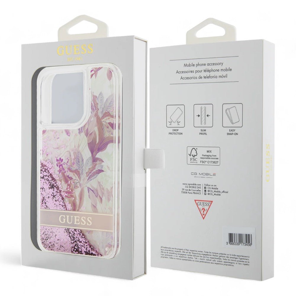 Estuche GUESS Hard Case iPhone 15 Pro - Glitter Flower — foto 4