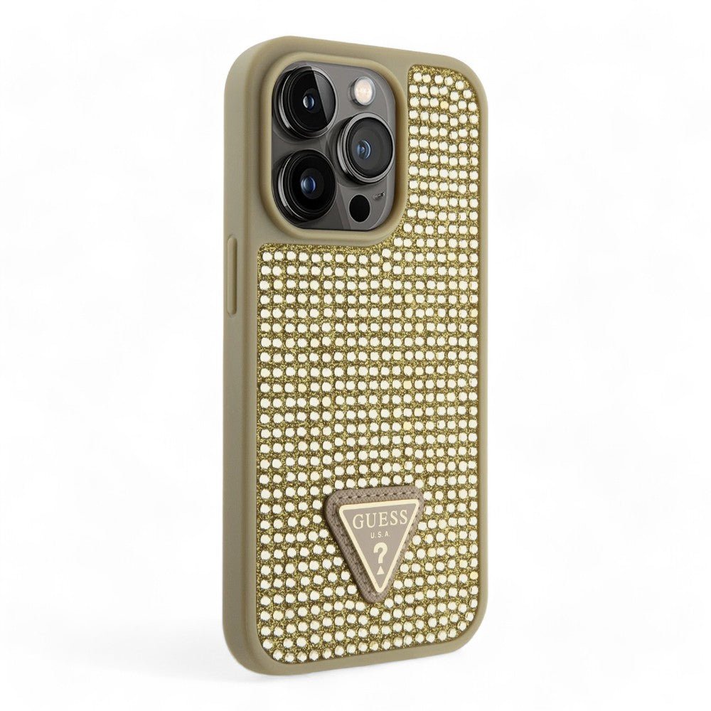 Estuche GUESS Hard Case iPhone 15 Pro Pc/tpu Gold Hard Case Rhinestone Triangle Color Dorado — foto 2