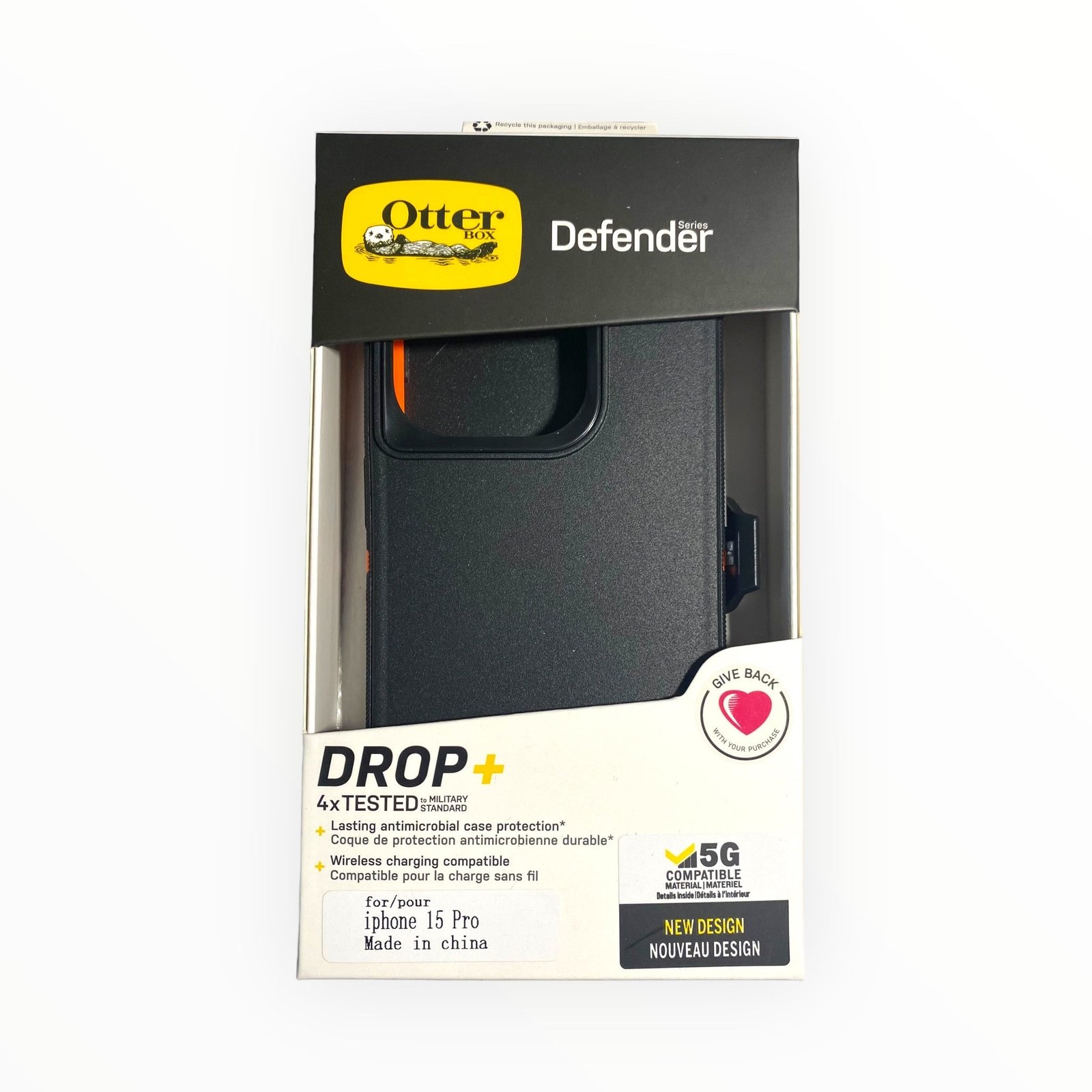 Case OtterBox Defender iPhone 15 Pro Negro/Naranja