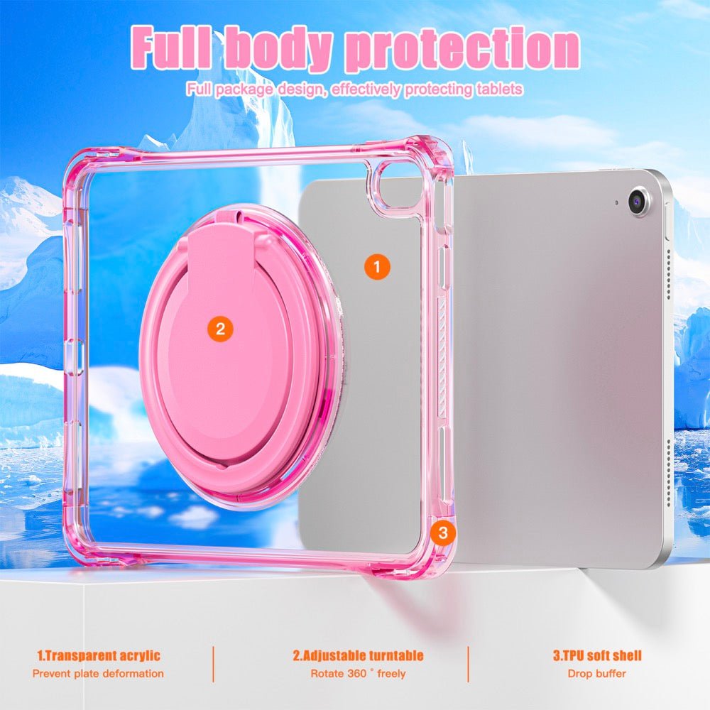 Estuche Transparent B Series Modelo iPad 10 Th Color Fucsia con Strap — foto 4