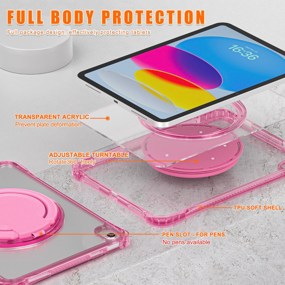 Estuche Transparent B Series Modelo iPad 10 Th Color Fucsia con Strap — foto 5