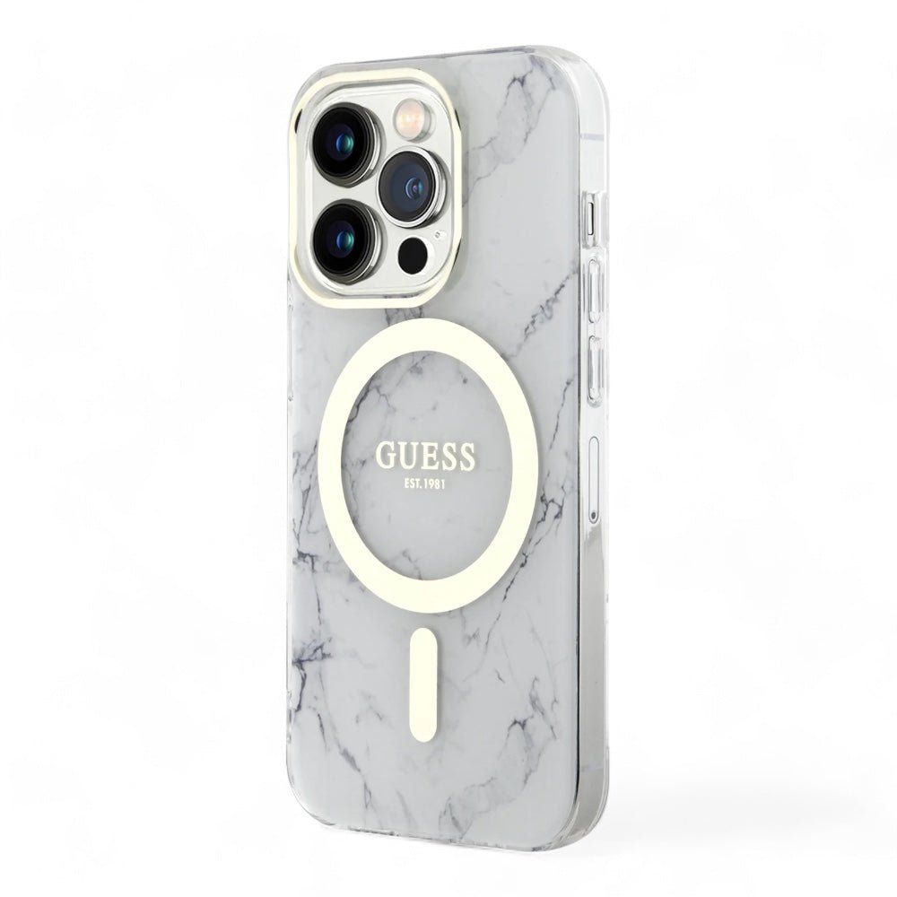 Estuche GUESS MagSafe iPhone 15 Pro - Pc/tpu White Hard Case MagSafe Iml Marble Color Transparente — foto 2
