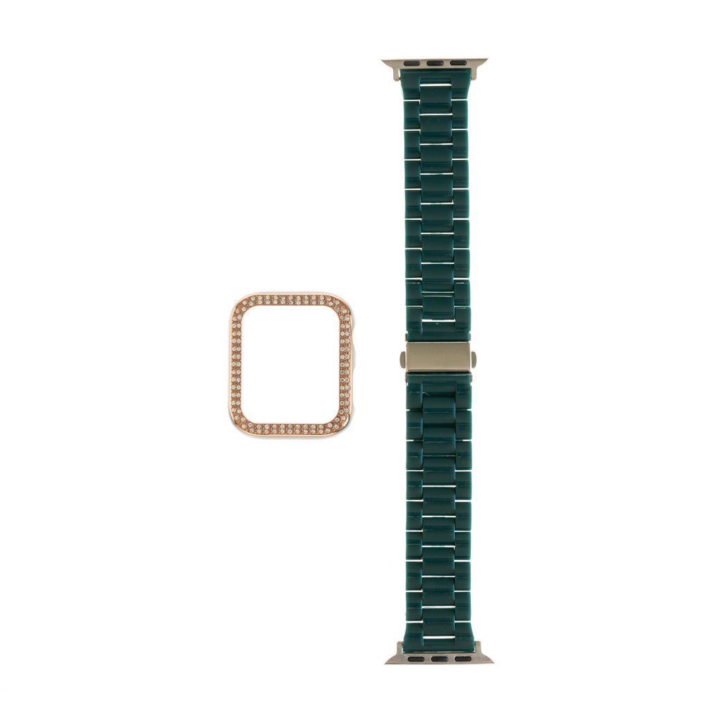 Accesorio Generico Pulsera con Bumper de Diamantes Apple Watch 41 Mm Color Verde Marfil