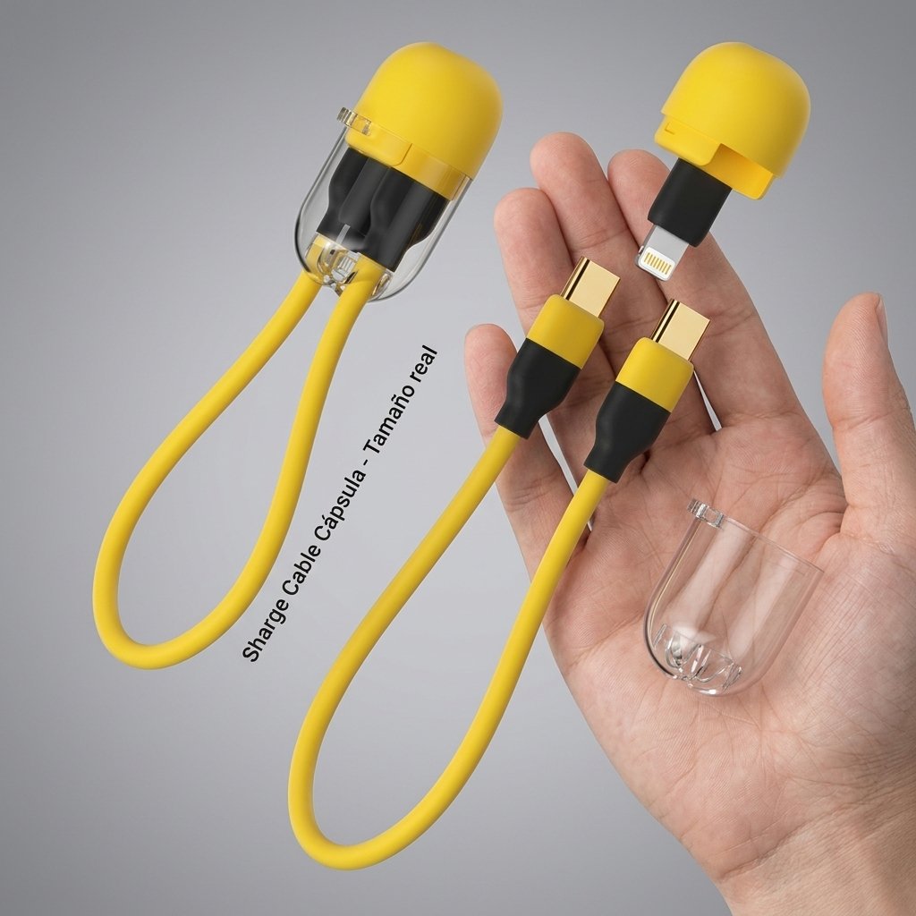 Cable Sharge Cable Capsula 20w Tipo C a Tipo C y Adaptador Lightning Color Amarillo — foto 7