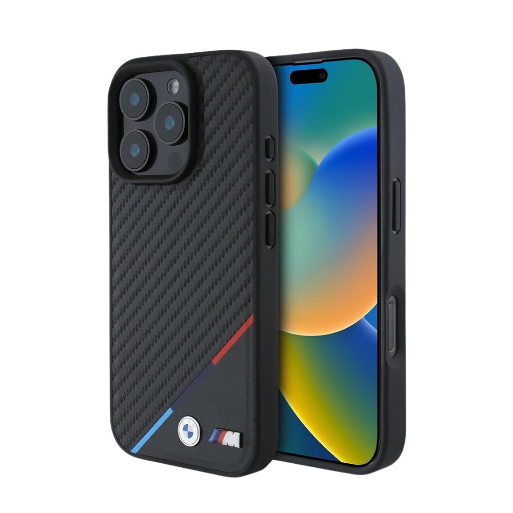 BMW Hc M MagSafe Pu Carbon Tricolor Line Black iPhone 16 Pro Max — foto 2
