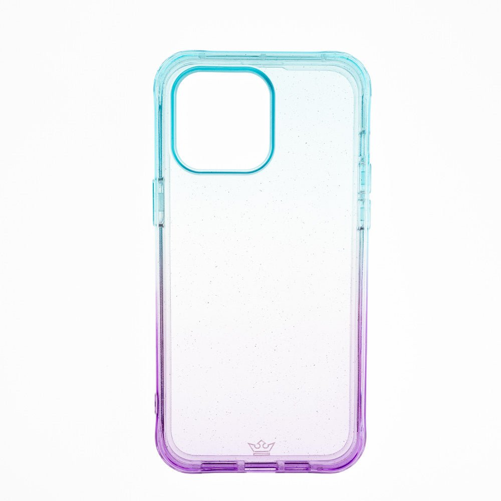Estuche Clásico El Rey Marco Degrade Brillo Apple iPhone 14 Pro Color Turquesa / Morado