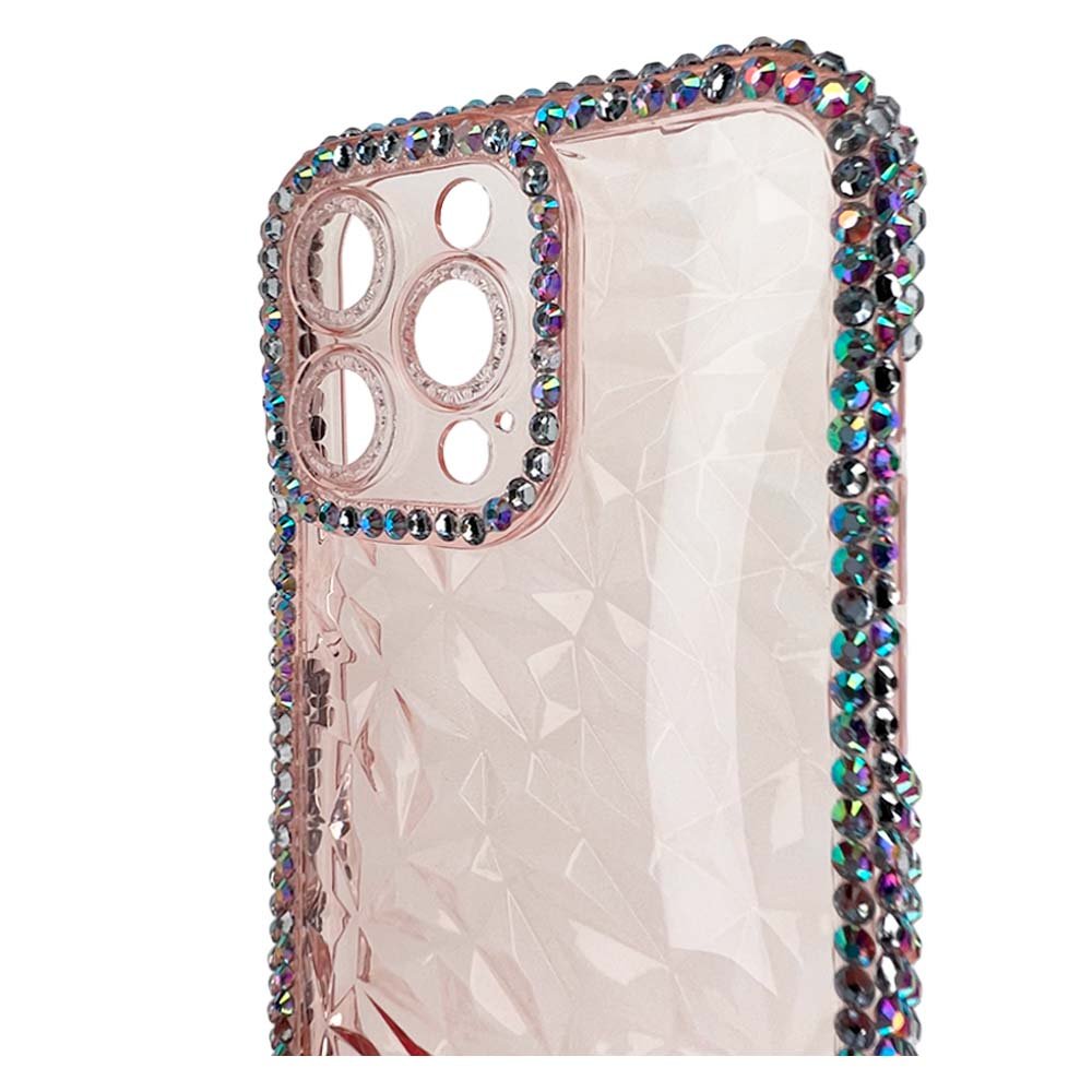 Estuche El Rey Marco iPhone 13 Pro Max Diamantes Transparente Color Rosado — foto 3