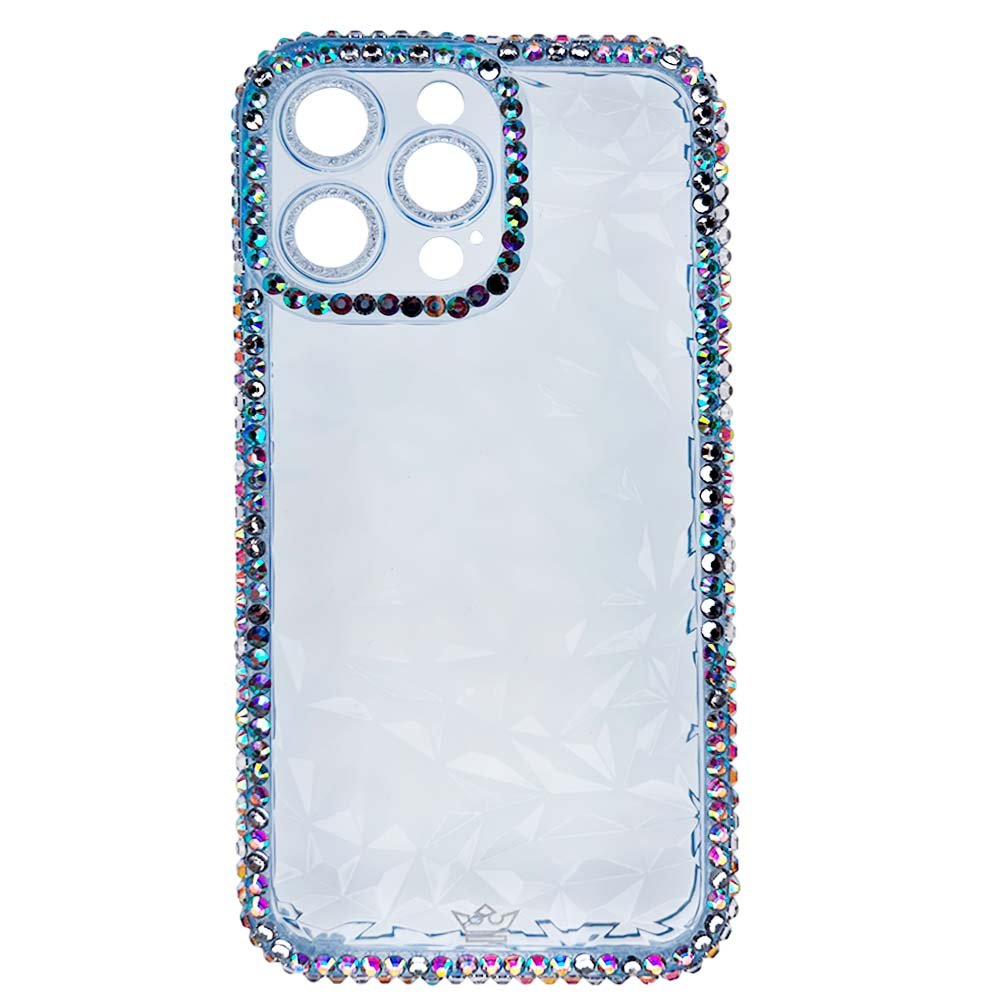 Estuche El Rey Marco iPhone 13 Pro Max Diamante Transparente Color Celeste