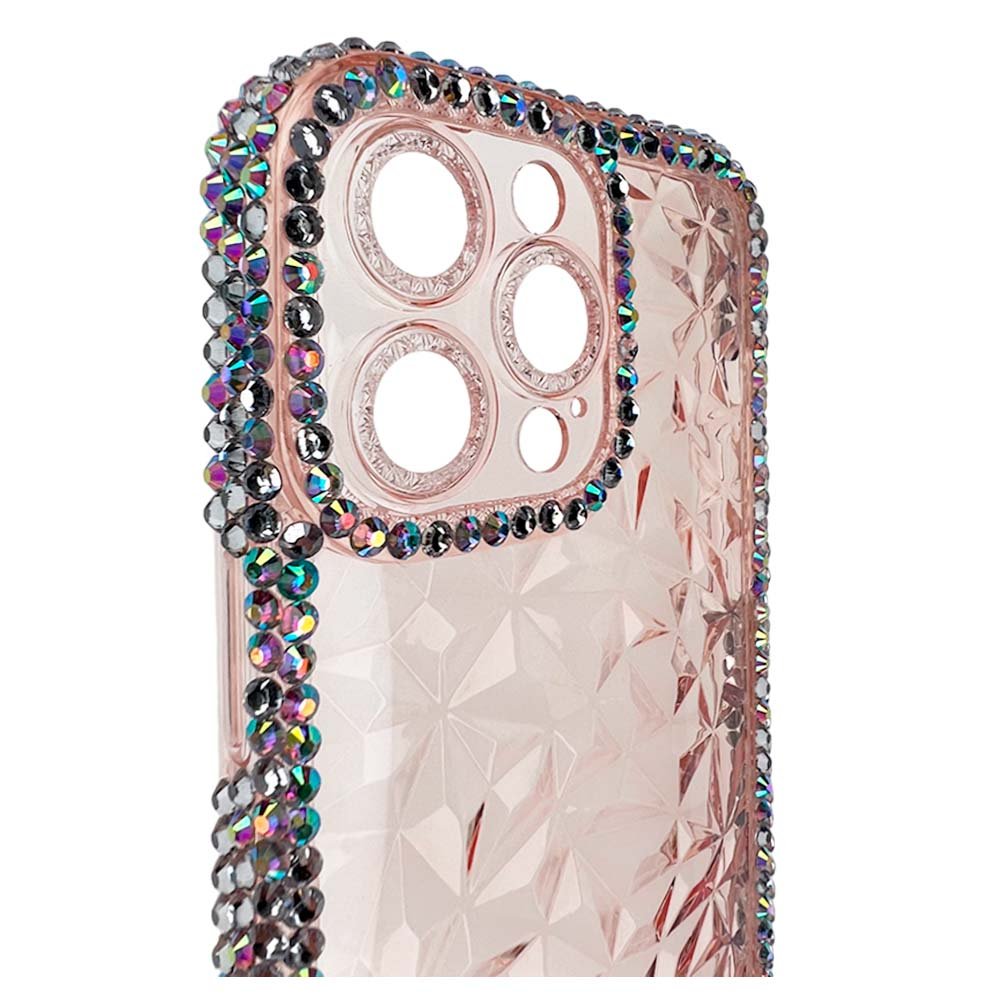 Estuche El Rey Marco iPhone 14 Pro Max Diamantes Transparentes Color Rosado — foto 2