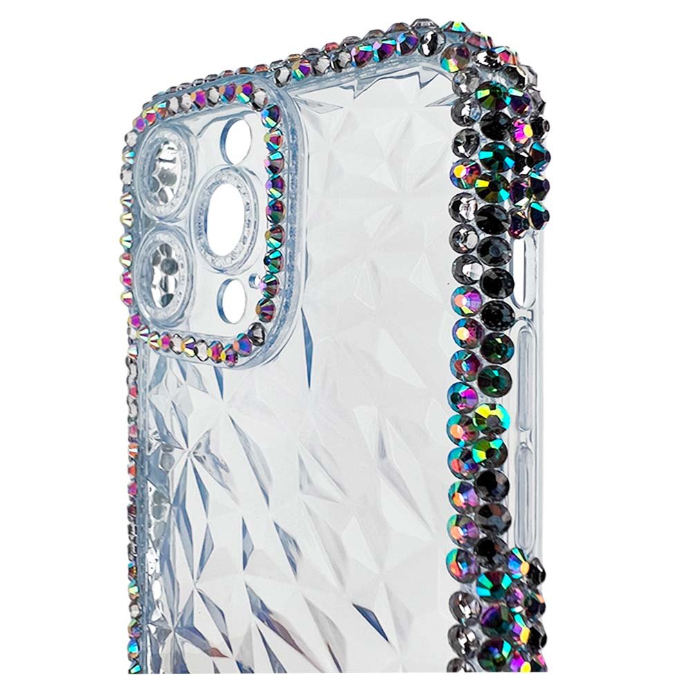 Estuche El Rey Marco iPhone 14 Pro Max Diamantes Transparente Color Celeste — foto 2