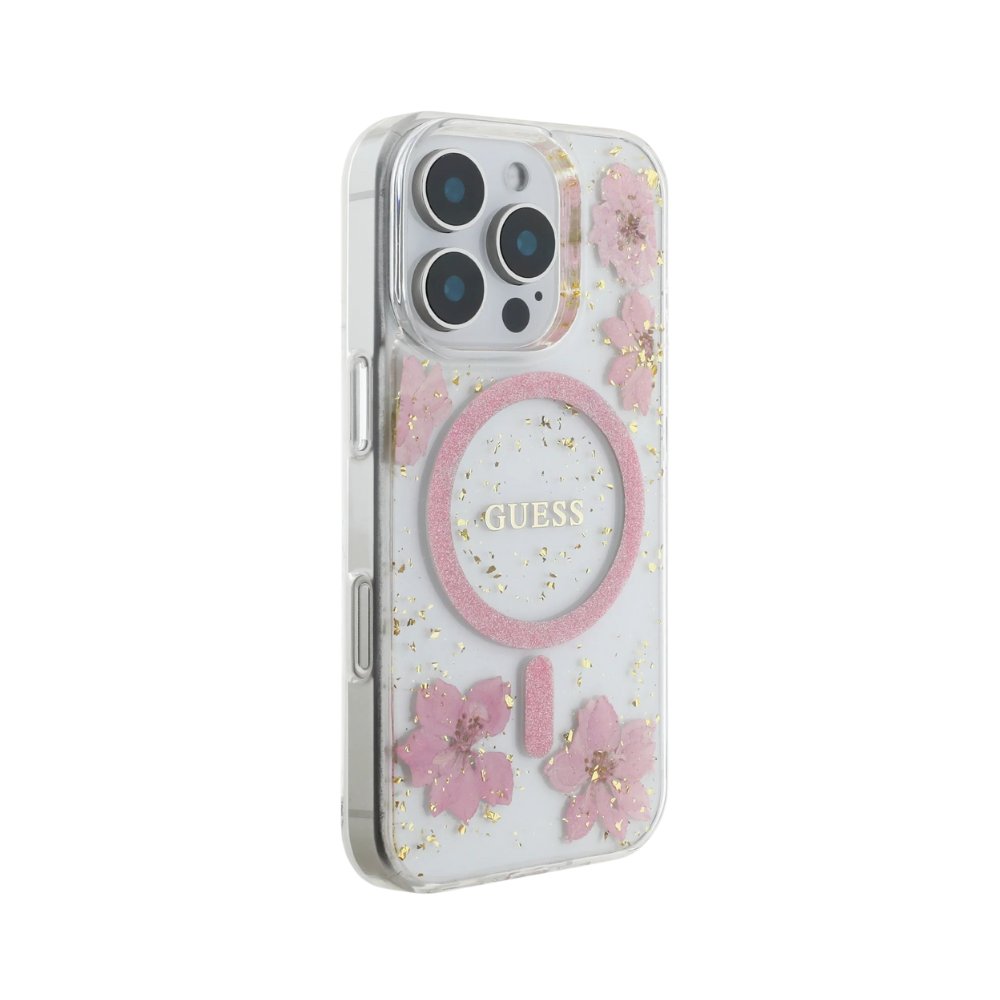GUESS Hc MagSafe Resin Flowers Pink iPhone 16 Pro — foto 2
