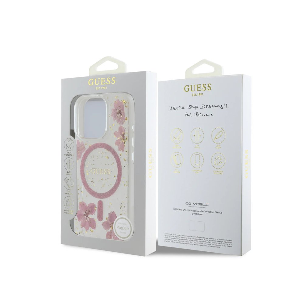 GUESS Hc MagSafe Resin Flowers Pink iPhone 16 Pro — foto 4