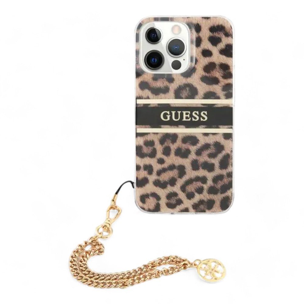 Estuche GUESS Hard Case iPhone 13 Pro Hard Case Leopard Print Leopard Print And Stripe With Charm Chain Color Multicolor — foto 2