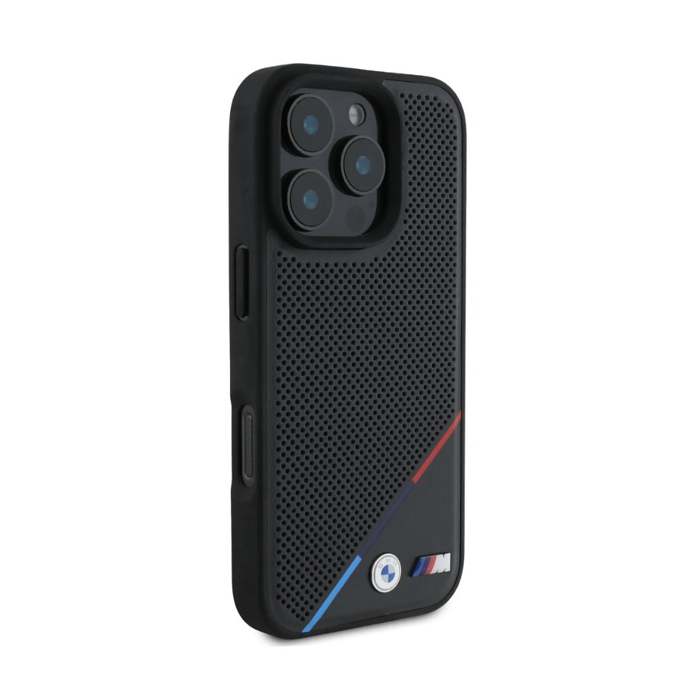 BMW Hc M MagSafe Pu Perforated Tricolor Line Black iPhone 16 Pro — foto 3