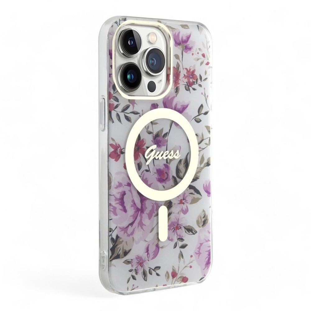 Estuche GUESS MagSafe iPhone 15 Pro - Pc/tpu Purple Hard Case MagSafe Iml Golden Marble Color Morado — foto 2