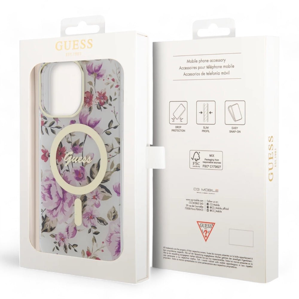 Estuche GUESS MagSafe iPhone 15 Pro - Pc/tpu Purple Hard Case MagSafe Iml Golden Marble Color Morado — foto 4