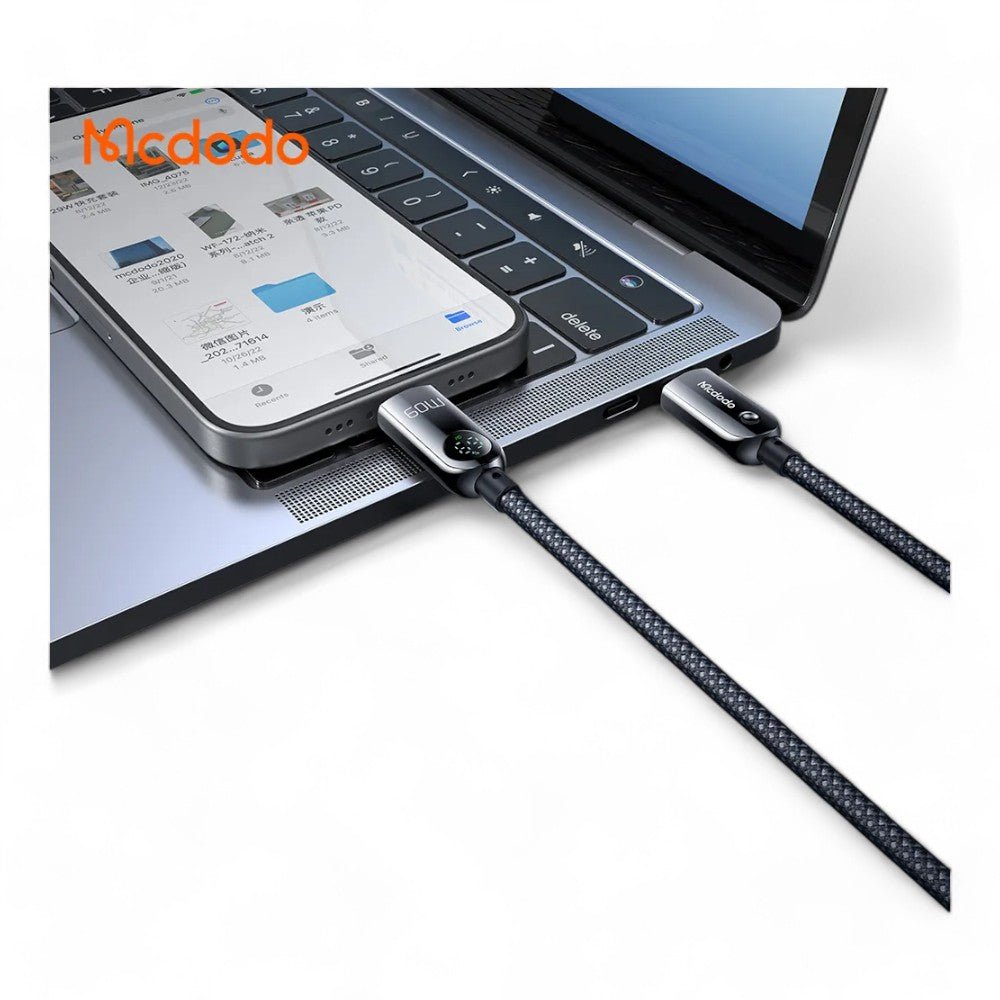 Cable McDodo USB Ca-478 USB-C 60w PD Charging Nylon Braided 480mbps 1.2m Cable Digital Display Battery Level Color Negro — foto 4