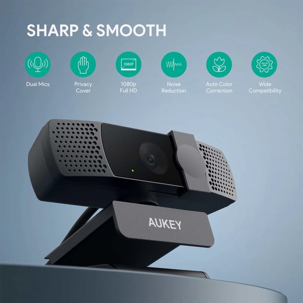 Gadget Aukey Webcam Cámara para Computadora de 1080p con Enfoque Automático Color Negro — foto 2
