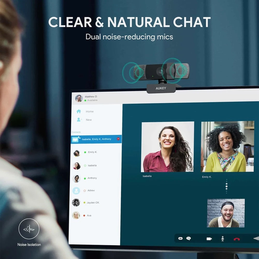 Gadget Aukey Webcam Cámara para Computadora de 1080p con Enfoque Automático Color Negro — foto 5