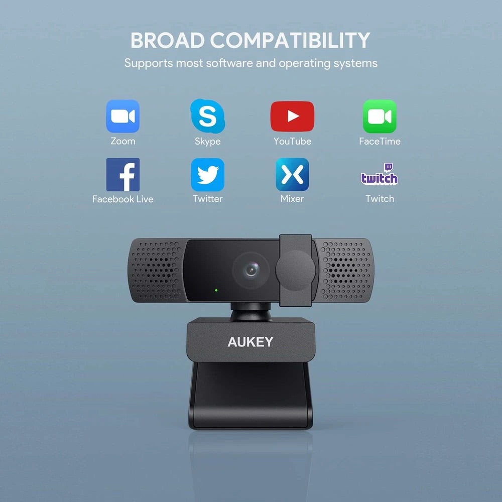 Gadget Aukey Webcam Cámara para Computadora de 1080p con Enfoque Automático Color Negro — foto 6