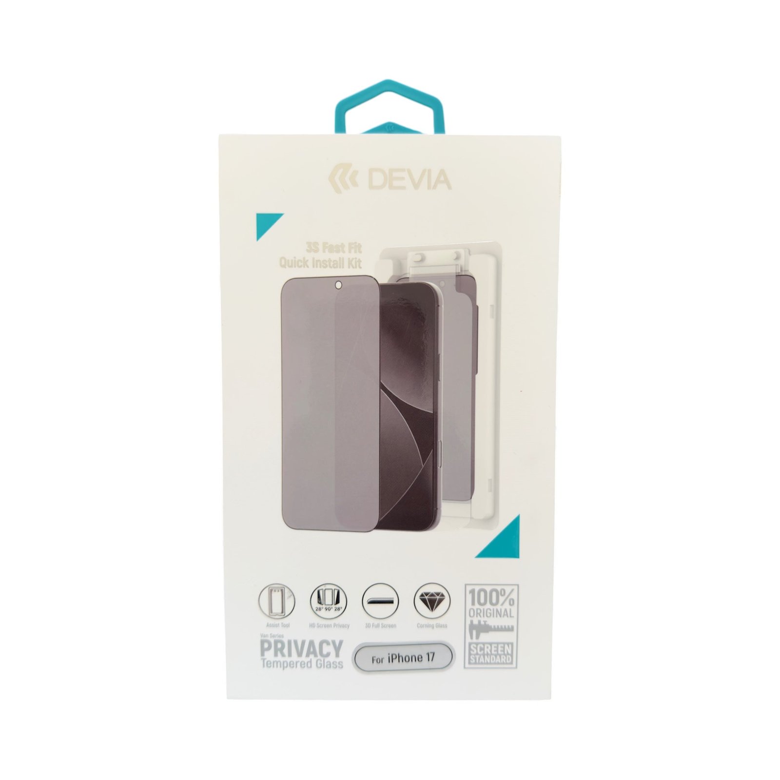 Vidrio Templado Van Series Full Screen Privacy Tempered Glass(with Assist Tool) Devia iPhone 17 Privacidad