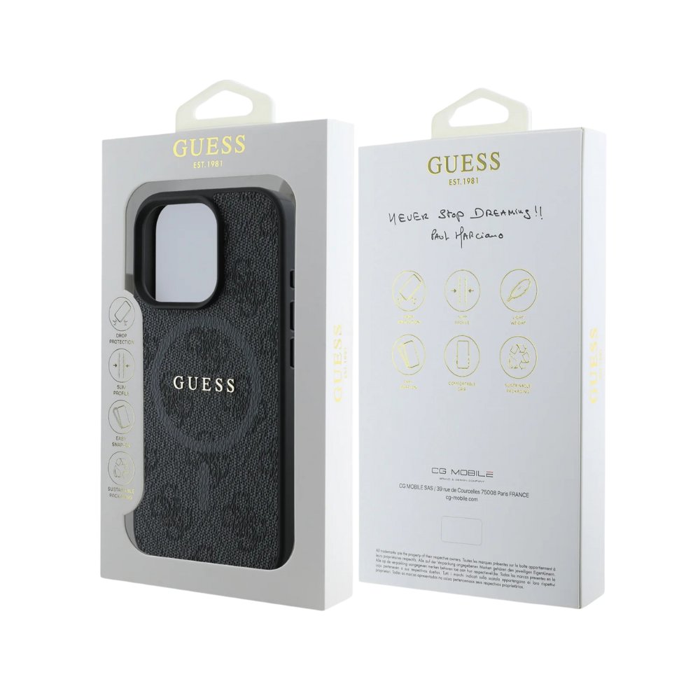 GUESS Hc MagSafe Pu 4g Ring Classic Logo Black iPhone 16 Pro — foto 4